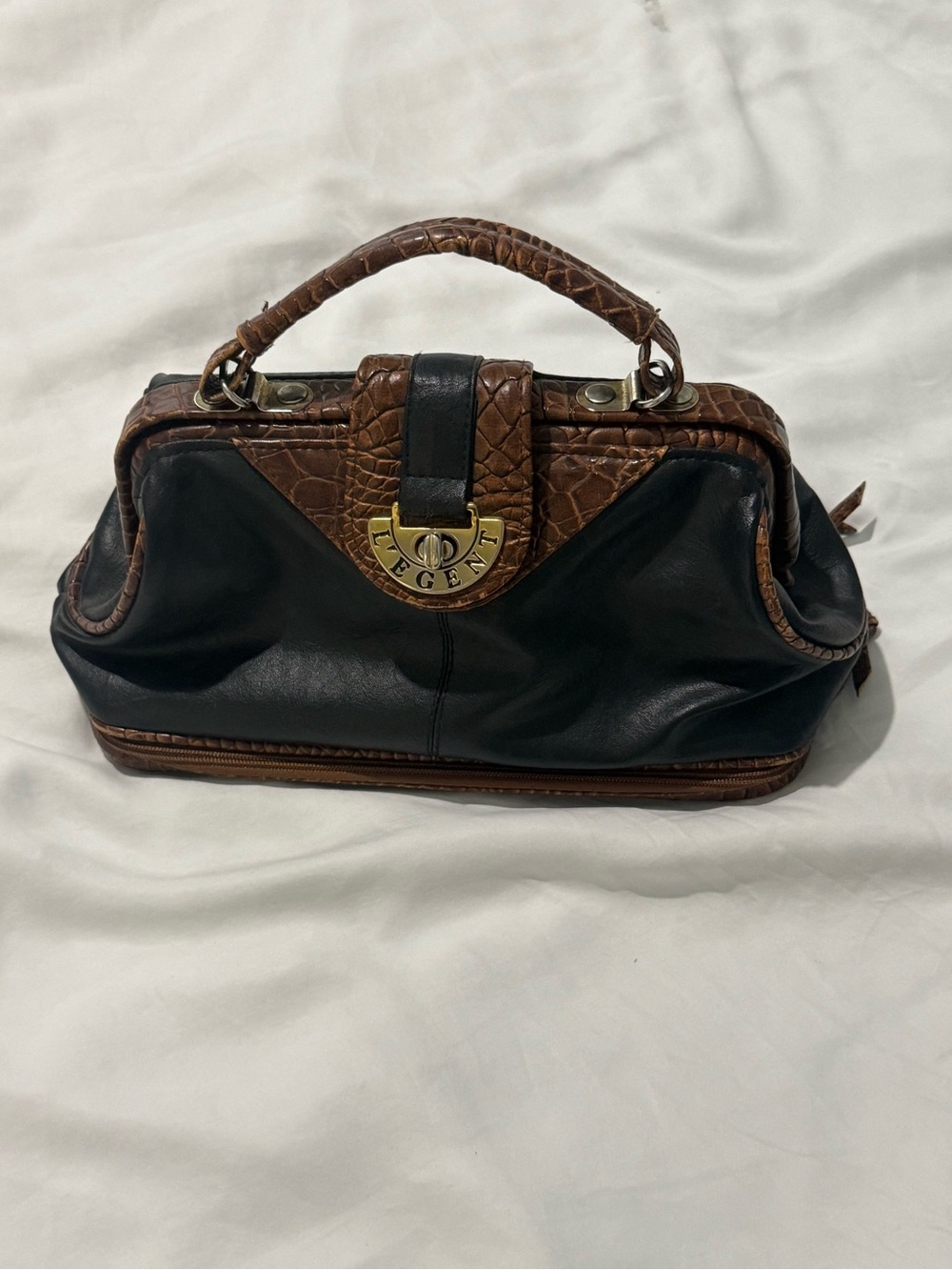 L’egent - Two-Tone Black & Brown Leather Satchel